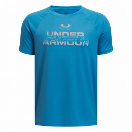Tricou copii Under Armour Tech Split Wordmark SS-BLU albastru Blue