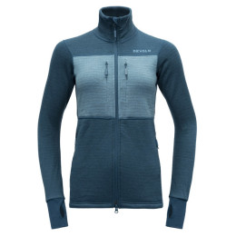Hanorac funcțional de damă Devold Egga Grid Merino Jkt albastru/albastru deschis