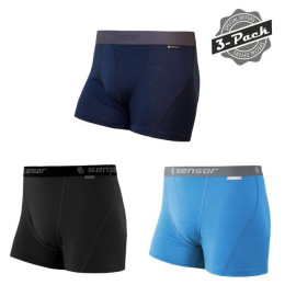 Boxeri bărbați Sensor Merino Active 3 Pack negru/albastru blk/blue/deep blue