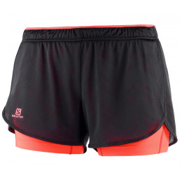 Pantaloni scurți femei Salomon Agile 2in1 Short W negru/portocaliu