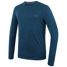 Tricou bărbați MOOA MerinoSilk 160 long albastru lagoon blue melange