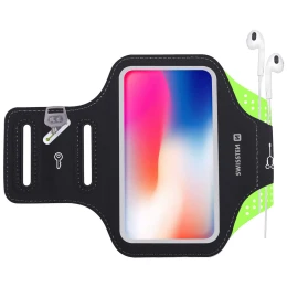 Husă pentru telefon Swissten ARMBAND CASE 6,0" negru/verde