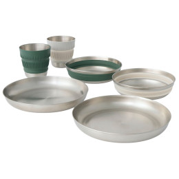 Set vase Sea to Summit Detour Stainless Steel Collapsible Dinnerware Set 6 Piece argintiu/verde