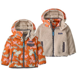 Geacă copii Patagonia Baby Reversible Tribbles Hoody - BNLM portocaliu/bej Bunny Life: Marigold