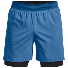 Pantaloni scurți bărbați Under Armour Iso-Chill Run 2N1 Short albastru Cruise Blue / Black / Cruise Blue