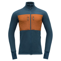 Hanorac funcțional bărbați Devold Egga Grid Merino Jkt albastru/portocaliu
