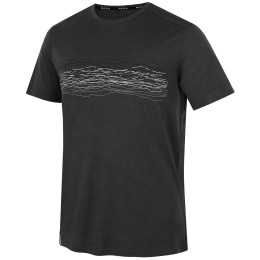 Tricou bărbați MOOA Merino Lyolite Waves 150 Short negru black melange