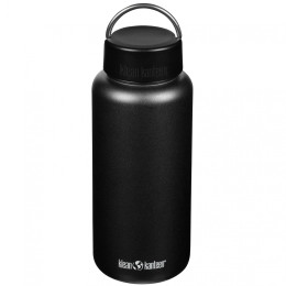 Sticlă oțel Klean Kanteen Wide w/Wide Loop Cap - brushed stainless 1182 ml negru