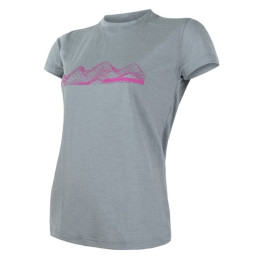 Tricou funcțional femei Sensor Merino Active PT Mountains gri světle šedá