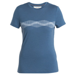 Tricou funcțional femei Icebreaker Women Merino 150 Tech Lite III SS Tee Mountain Lines albastru