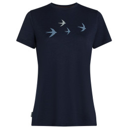 Tricou femei Icebreaker Women Merino 150 Tech Lite SS Tee Bird Transit albastru închis Midnight Navy