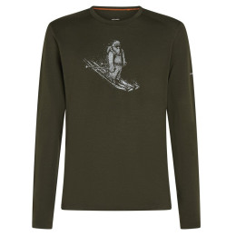 Tricou funcțional bărbați Icebreaker Men Merino 200 Oasis LS Crewe SkiingYeti verde închis Dk Loden