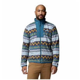 Hanorac bărbați Columbia Sequoia Grove™ Ii Fz Printed Fleece albastru Phoenix Blue Wizard Island