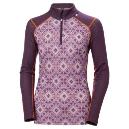 Tricou funcțional femei Helly Hansen W Lifa Merino Midw Gra 1/2 Zip violet