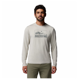 Tricou bărbați Columbia Parsons Point™ Ls Graphic Tee bej Dark Stone Heather Framed Peakscape
