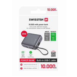 Powerbank Swissten Space 10000 mAh, 35W USB-C argintiu stříbrná