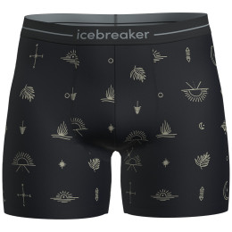 Boxeri bărbați Icebreaker M Mer 150 Anatomica Boxers Explore More negru/bej Black/Aop