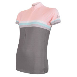 Tricou ciclism femei Sensor Cyklo Summer Stripe gri/roz