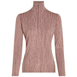 Tricou funcțional femei Icebreaker Women Merino 260 Tech Vertex LS Half Zip Delta Lines AOP maro Summit/Blush/J