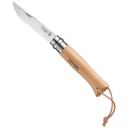 Briceag Opinel Vri N°08 Inox mâner de fag + șnur de piele