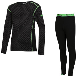 Set funcțional copii Zulu Merino 240 Long negru/verde Black/Green
