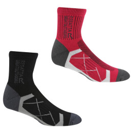 Șosete femei Regatta Ladies 2pk Sock negru/roșu