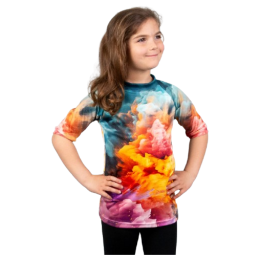 Tricou funcțional copii Drexiss All Explosion Pastel Coolmax albastru/portocaliu