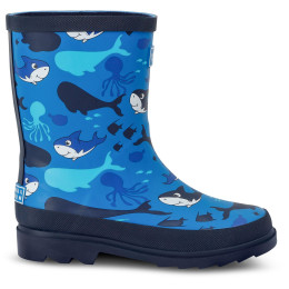 Cizme de cauciuc copii Regatta Mudplay II Junior 4DT albastru Bubbles the Shark Blue Print