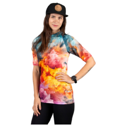 Tricou funcțional femei Drexiss All Explosion Pastel Coolmax albastru/portocaliu