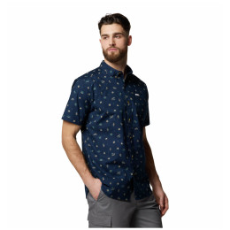 Cămașă bărbați Columbia Rapid Rivers™ Printed Short Sleeve Shirt albastru închis Collegiate Navy Deserted