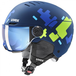 Cască de schi copii Uvex Rocket Jr. Visor albastru/verde blue puzzle