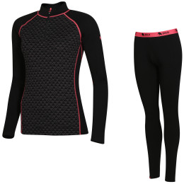 Set funcțional femei Zulu Merino 240 Zip Long negru/roz Black/Pink