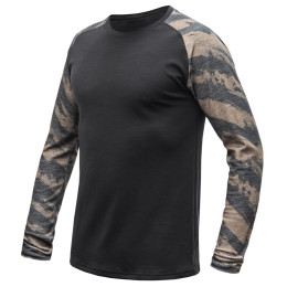 Tricou funcțional bărbați Sensor Merino Blend Impress negru/maro černá/brush