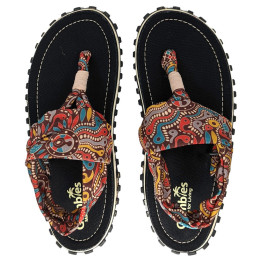 Sandale Gumbies Slingback Aboriginal negru/maro Aboriginal