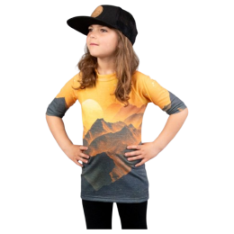 Tricou funcțional copii Drexiss All Sunset Yellow Merino Active galben/negru