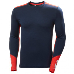 Tricou funcțional bărbați Helly Hansen Lifa Merino Midweight Crew albastru/roșu