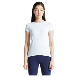 Tricou funcțional femei Under Armour HG Armour SS alb White / / Metallic Silver