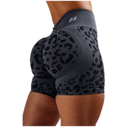 Pantaloni scurți femei Nebbia Push-Up Compression Leopard Shorts Primal negru BLACK LEOPARD