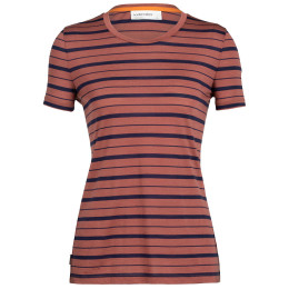 Tricou femei Icebreaker Women Wave SS Tee Stripe roșu/negru