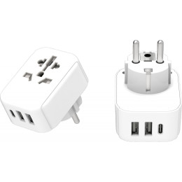 Adaptér Lifeventure World to Europe Travel Adaptor with USB (& USB C)