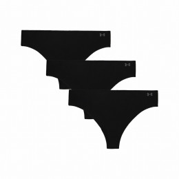 Chiloți femei Under Armour Pure Stretch No Show Thong - Solid 3Pk negru black