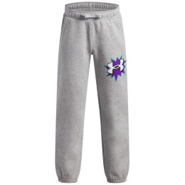Pantaloni copii Under Armour UA B Rival FLC Graphics Jgr Mod Gray Light Heather gri/alb Mod Gray Light Heather / / White