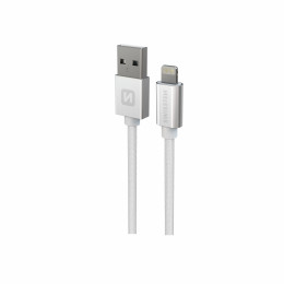 Cablul de încărcare și de date Swissten Textile USB / Lightning 1,2 m argintiu stříbrná