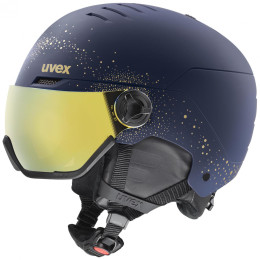 Cască de schi femei Uvex Wanted Visor WE albastru închis polar sparkles-gold matt