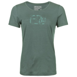 Tricou funcțional femei Ortovox 120 Cool Tec Leaf Logo Ts W gri/verde