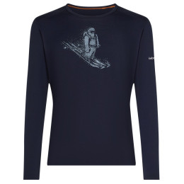 Tricou funcțional bărbați Icebreaker Men Merino 200 Oasis LS Crewe SkiingYeti albastru închis Midnight Navy