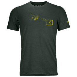 Tricou funcțional bărbați Ortovox 185 Merino Logo Spray TS verde