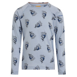 Tricou funcțional copii Icebreaker Kids M 200 Oasis LS Crewe Bear Tour AOP albastru deschis Zinc Blue/Aop