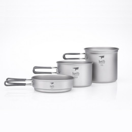 Set de vase Keith Titanium 3-Piece Titanium pot and Pan Cook Set gri