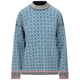 Bluză femei Dale of Norway Langøy Fem Sweater albastru/alb Arctic Blue Offwhite
